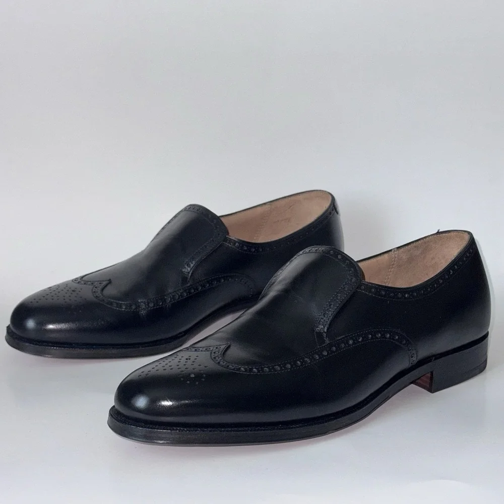 Peal & Co Brooks Brothers Wingtip Loafers Brogue Black Dress Shoes Men's 9 $698